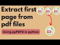 Simplify PDF Management: Extract First Page with pyPDF2 in Python