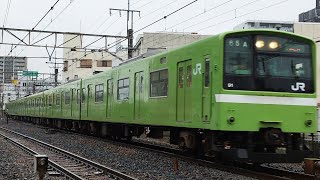 ［ジェット音×若干空転］201系ND607編成　普通　柏原駅発車