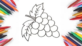 How to draw Grapes step by step | Grapes Drawing Easy