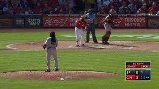 SF@CIN: Cueto fans Gennett, side in the 3rd inning