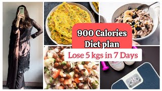 Diet Plan to Lose Weight Fast | 900 Calories Diet Plan - Lose 5 Kg in 7 Days 🔥