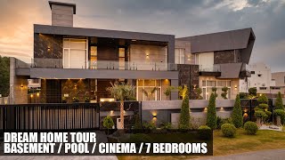 Dream Home Tour 2 Kanal: Basement, Cinema, Pool \u0026 Modern Furniture by Al Wasay Builders DHA, Lahore