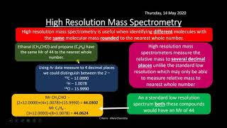 EDEXCEL Topic 19 Modern Analytical Techniques II REVISION