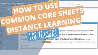 Common Core Sheets Distance Learning Review