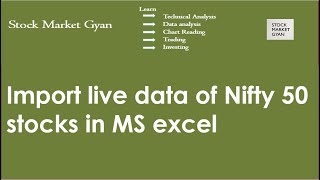 how to import Nifty 50 live data from NSE website to MS excell from new site