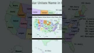 Most Popular Unisex name from all 50 US States