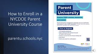 How to Enroll in a NYCDOE Parent University Course