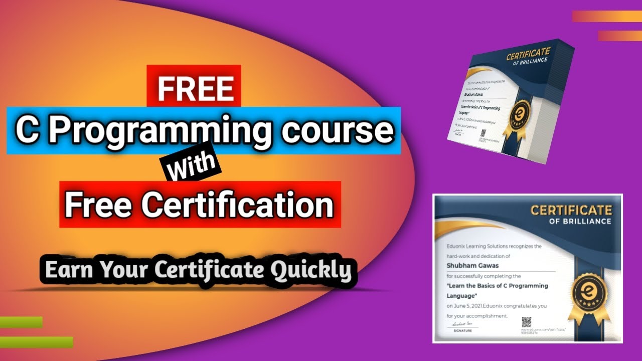 C Programming Free Certificate Course | Free Certificate Course Online ...