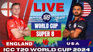 🔴 Live: England vs USA T20 World Cup Super 8, Live Match Score | ENG vs USA Live match Today