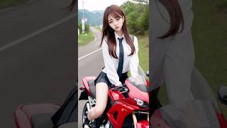 女子高生 バイクで通学 #美人 #AI #オートバイ #モデル #写真集