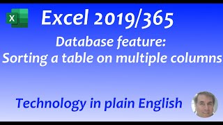 Excel 2019/365: Sorting a table using multiple keys