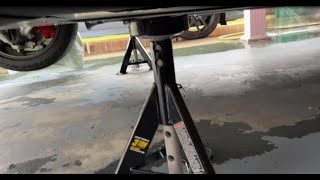 One way to put a Tesla Model 3 on Jack Stands