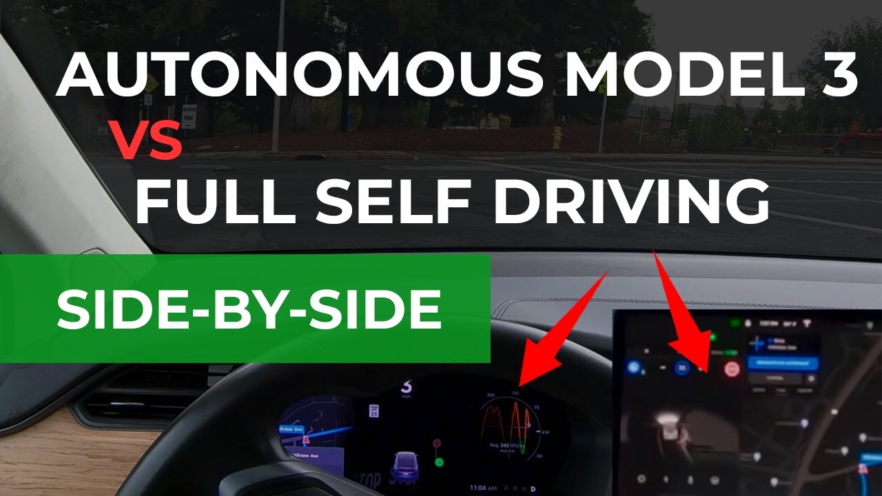 Tesla Self-Driving Model 3 Vs Normal Autopilot Full Self Driving ...