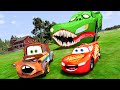 Angry Giant Chick Hicks vs Lightning McQueen and MATER Zombie Island PIXAR CARS in BeamNG.Drive