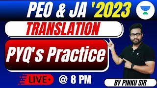 Translation for PEO/JA | Class-1 | PYQ's Practice | English | Pinku sir | Unacademy OPSC