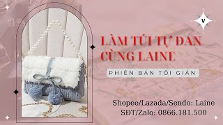 #9 Túi tự đan Pom Pom cực dễ làm hợp mang đi du xuân  |Hướng dẫn làm túi tự đan| HANDMADEWITHLAINE