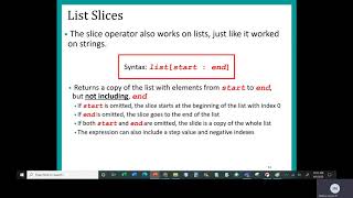 Python Chapter 8 Class 1 Part 2 List Methods