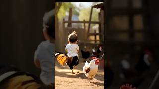 Beautiful baby and rooster shorts 😍#youtubevideo #shortsvideo #shortfeed