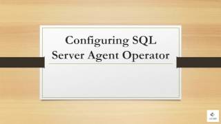Configuring SQL Server Agent Operator