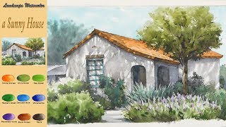 Basic Landscape Watercolor- a Sunny House (wet-in-wet. Arches rough) NAMIL ART