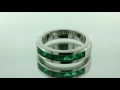 men s colombian emerald ring channel set heavy white gold