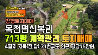 (매매완료) 경기도 양평 옥천면 713평 토지매매! 37번 국도 인근 계획관리지역 하수처리구역 평당75만원!