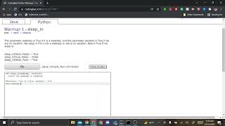Coding Bat Problem 1 Sleep In