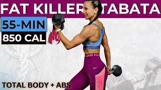 55-MIN FAT KILLER TOTAL BODY TABATA WORKOUT (lose weight fast, build lean muscle, abs, 20/10 timer)