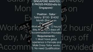 🇸🇬 SINGAPORE EPASS TAILOR JOB 🇸🇬