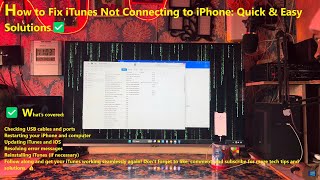 #AppleSupport-How to Fix iTunes Not Connecting to iPhone: Quick \u0026 Easy Solutions✅