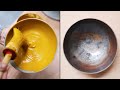 Painting An Iron Slip Over a Pottery Bowl — Before and After (#Shorts)