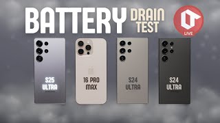 Samsung Galaxy S25 Ultra vs iPhone 16 Pro Max vs S24 Ultra EXTREME Battery Drain Test LIVE!