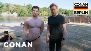 Conan & Flula Borg Visit A Nude Beach | CONAN on TBS
