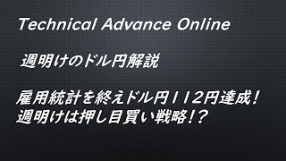 雇用統計を終えドル円112円達成！週明けは押し目買い戦略！？【為替　予想】