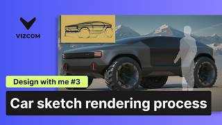 Design with me #3 - Car design sketch rendering and ideation process.