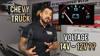 CHEVY TRUCK CHARGING VOLTAGE DROPS FROM 14V - 12V !!