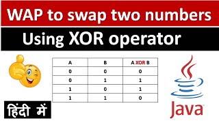 swap two numbers using bitwise xor operator | java programming