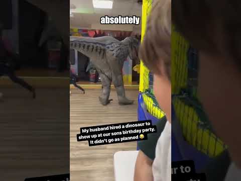 Dinosaur Scares Kids At Party! - YouTube