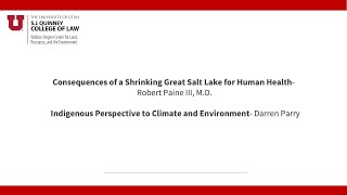 Stegner Symposium 2023 Day 1 Session 3 - Robert Paine II, M.D. and Darren Perry