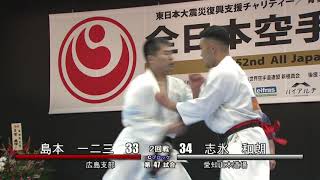 【新極真会】第52回全日本空手道選手権大会　男子2回戦15　島本一二三　対　志水和朗　SHINKYOKUSHINKAI KARATE