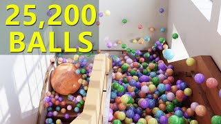 25,200 Bouncy Balls on the stairs - Blender Animation - Rigid body simulation