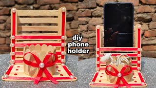 How to make mobile and ear phone holder with Popsicle stick. Diy phone holder out of Popsicle sticks
