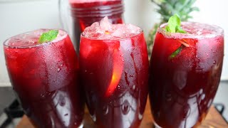 How To Make Sorrel Pineapple Ginger Drink | Refreshing Zobo Drink | Sobolo Drink