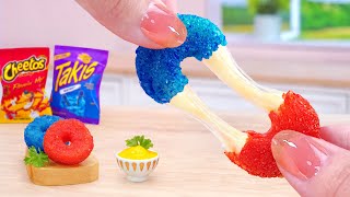 Takis Vs Cheetos Challenge 😹 Miniature Fried Blue Takis Mozzarella Donut Recipe