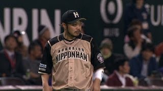 日本ハム・小谷野、難しいバウンドも簡単に捌く！ 2014.04.01 H-F