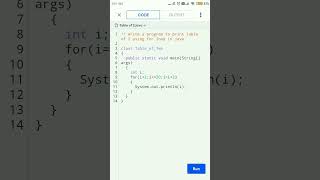 write a program to print table of 2 using for loop in java. #shorts #shortsvideo #youtubeshorts