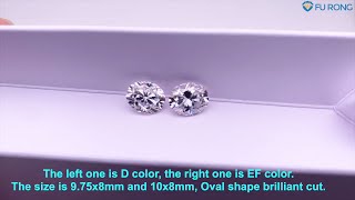 Loose Moissanite Oval shape brilliant cut stone D color VS EF color comparison FU RONG