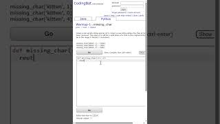 🧮 CodingBat – Python - WarmUp 1 - 10 missing_char #codingbat #programminglanguage #pythonprogramming