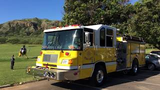 ハワイの消防車緊急走行！レスキューヘリも出動 - Honolulu Fire Department and Honolulu EMS