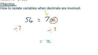 How To Isolate A Variable When Working With Decimals